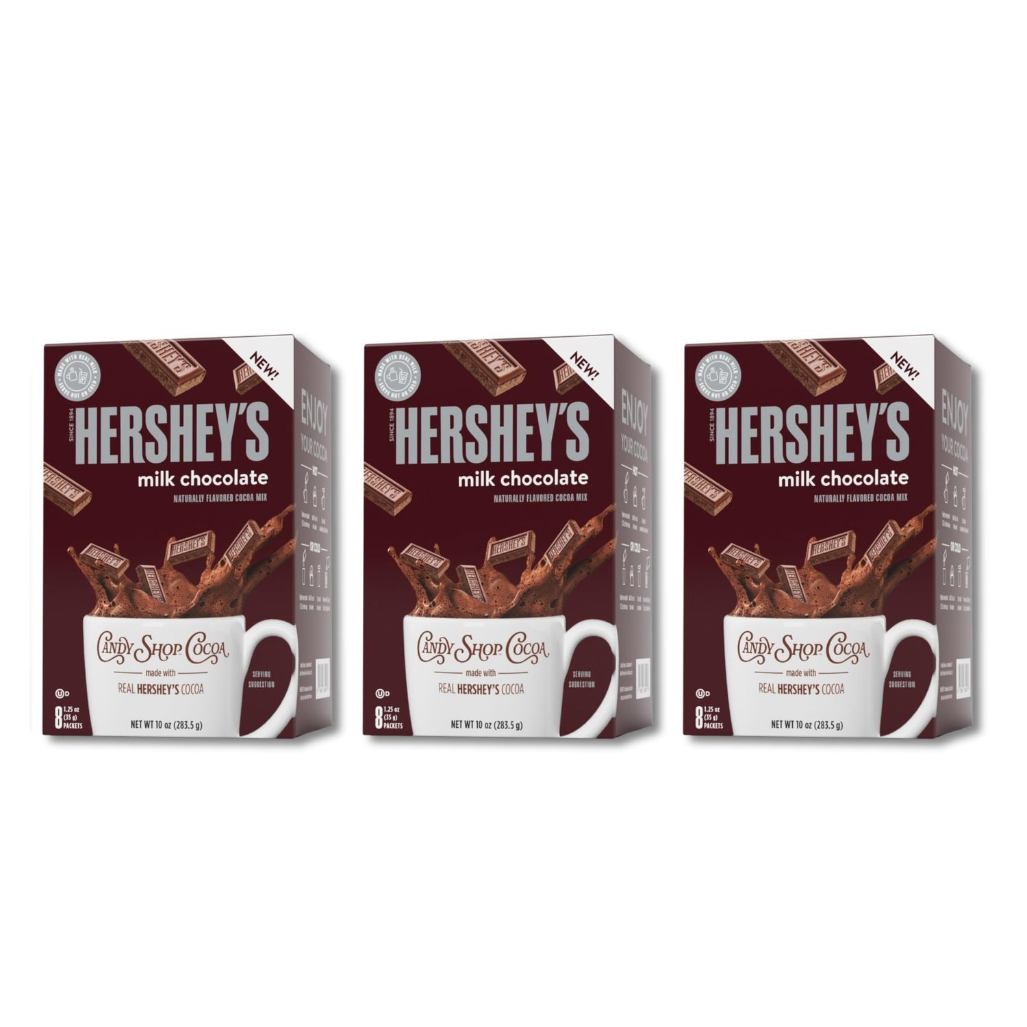 Candy Shop Cocoa HERSHEY&#39;S Milk Chocolate Cocoa Mix, Hot Chocolate, Make Hot or Iced Cocoa, Made With Real Milk, Gluten Free, 1.25 oz packet (24 count)