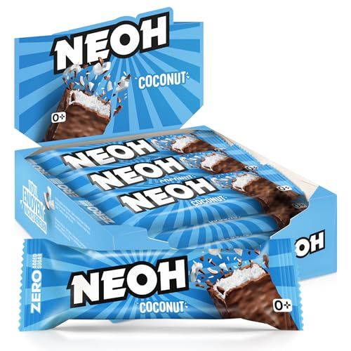 NEOH Coconut Bars - Keto Chocolate Dipped Candy Bar, Gluten-Free Low-Calorie, Low-Carb, Plant-Based, High-Fiber Snacks, No Added Sugar, 1 Ounce Individually Wrapped Bars, 12 Pack