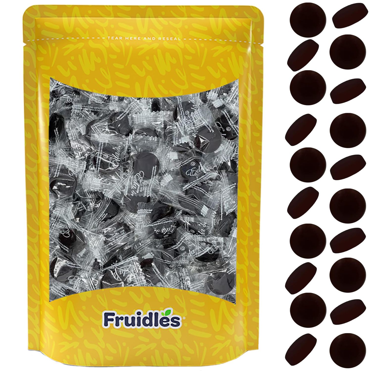 Fruidles Sugar-Free Premium Hard Candy Suckers, Mini Fruit Button Candies, Kosher Certified Parve, Uses Sorbitol, Low-Sodium, Individually Wrapped (80oz (5 Pound) 750 Pcs, Chocolate)
