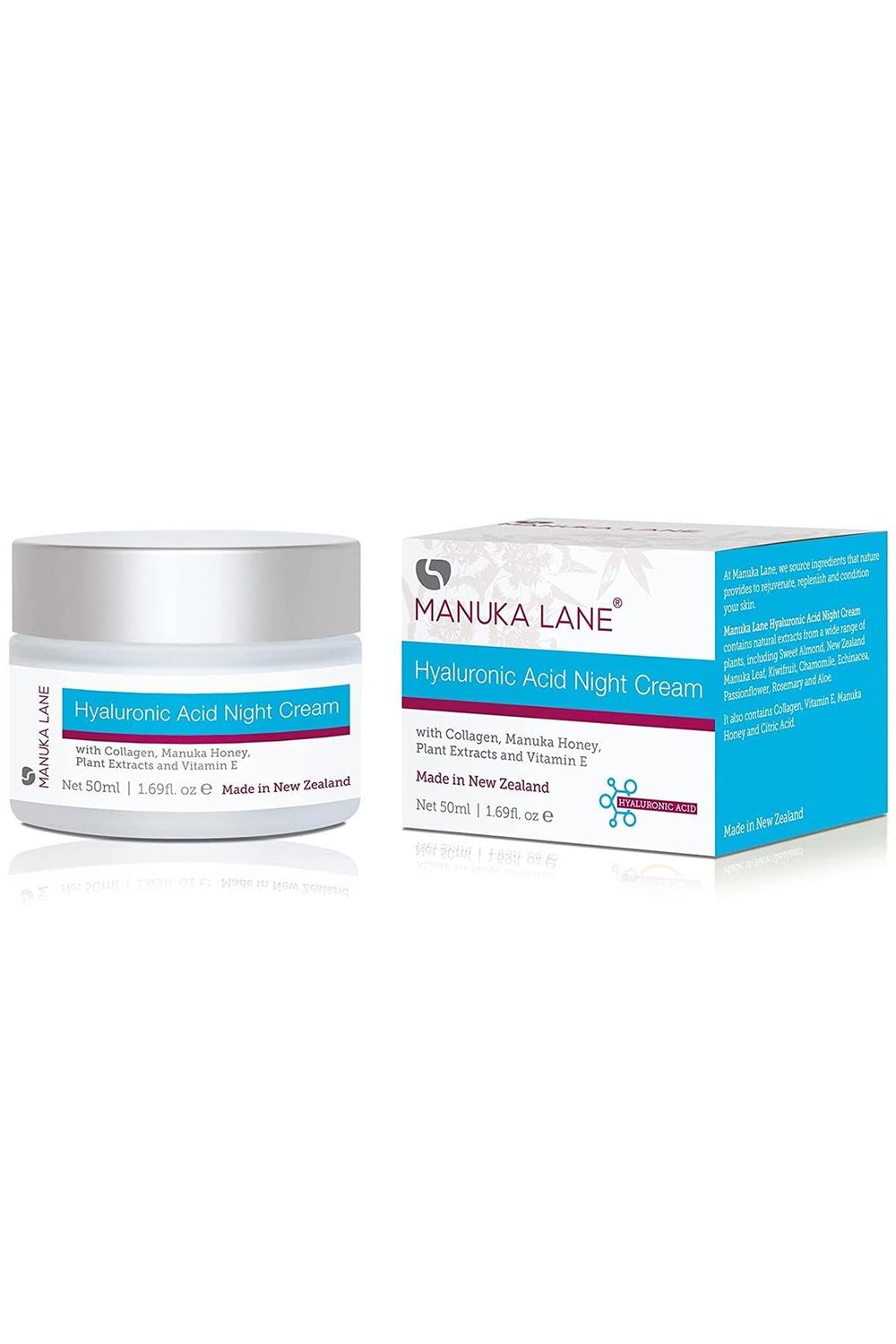Hyaluronic Acid Night Cream for Face and Neck with Collagen, Manuka Honey, Plant Extracts Vitamin E Plant Based Formula Carefully formulated to keep your skin young and healthy!
