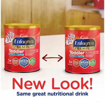 Enfagrow PREMIUM Toddler Nutritional Drink, Made with Real Milk, Brain-Building Omega-3 DHA, Nutrients and Prebiotics for Growth Immune Support, Non-GMO, Toddler Milk Powder, 32 Oz Can, 6 Count
