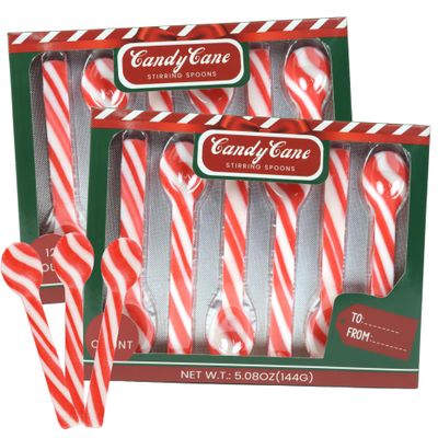 Sweetzo Christmas Candy Cane Spoons, Hot Chocolate and Coffee Peppermint Stirrers - 24 Total Pieces (Pack of 2)