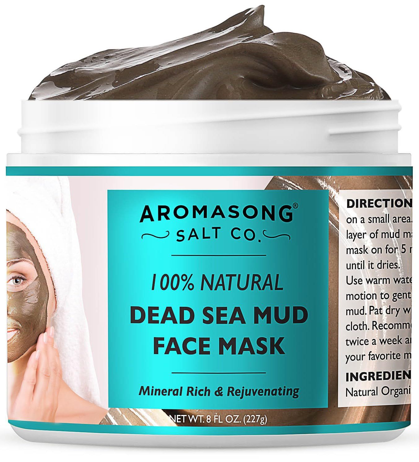 100 Pure Dead Sea Mud Mask - 5 Minute Mask - No Ingredients Added - for Face Skincare - Blackhead Remover - Anti-aging - Pore Minimizer
