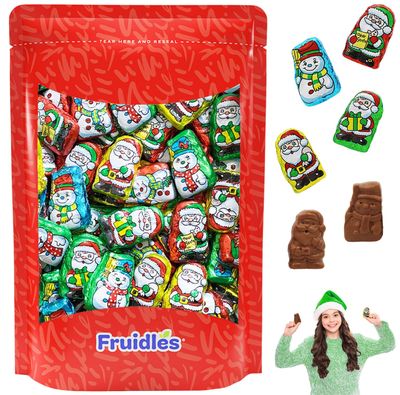 Fruidles Christmas Santa Helpers, Milk Chocolate Party Bag Fillers, Individually Wrapped Foils, Resealable Bag, Dairy (Half-Pound)