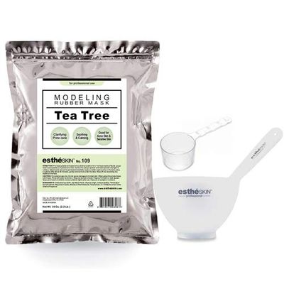 estheSKIN Peel Off Type Modeling Mask Powder for Facial, Skin Care, Professional Size, 35oz (2.2Pound) 1kg, 1 pack with 3pcs Mixing Bowl Set (109.Tea Tree)