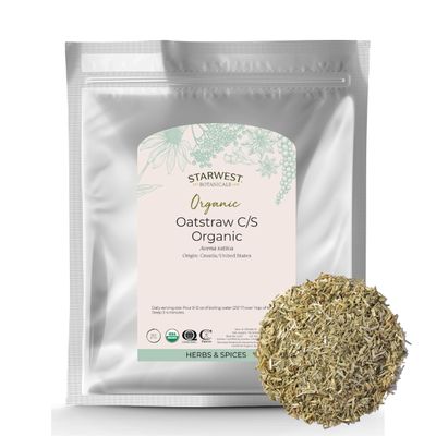 Starwest Botanicals Oatstraw Loose Leaf Organic - Dried Herb for Tea Cooking, Cut Sifted, Natural Wellness Support for Women Men, Certified Kosher, Non-GMO - Bulk 1 lb Bag