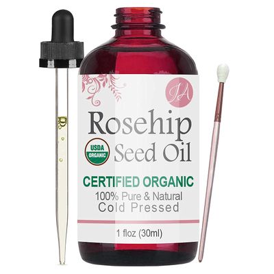 Healing Solutions Oils Organic Rosehip Seed Oil 1 oz, 100 Pure All Natural, Cold Pressed Serum for Face, Hair, Skin, Body Nails, Rosa Mosqueta Essential Oil for Anti Aging, Scar, Acne Skincare