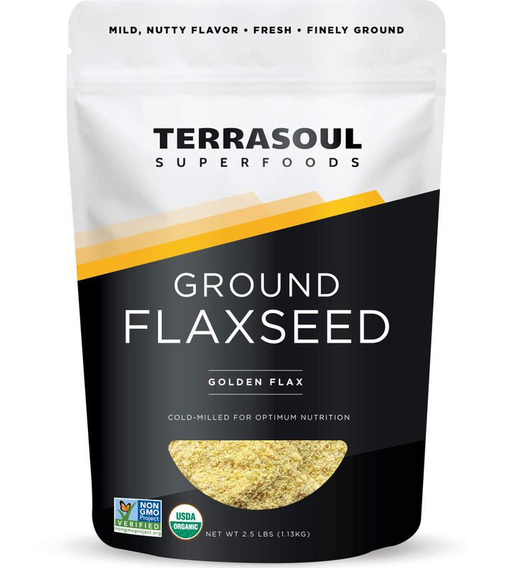Terrasoul Superfoods Organic Ground Flax Seeds, 2.5 Pound - Finely Ground Smooth Texture Golden Flax