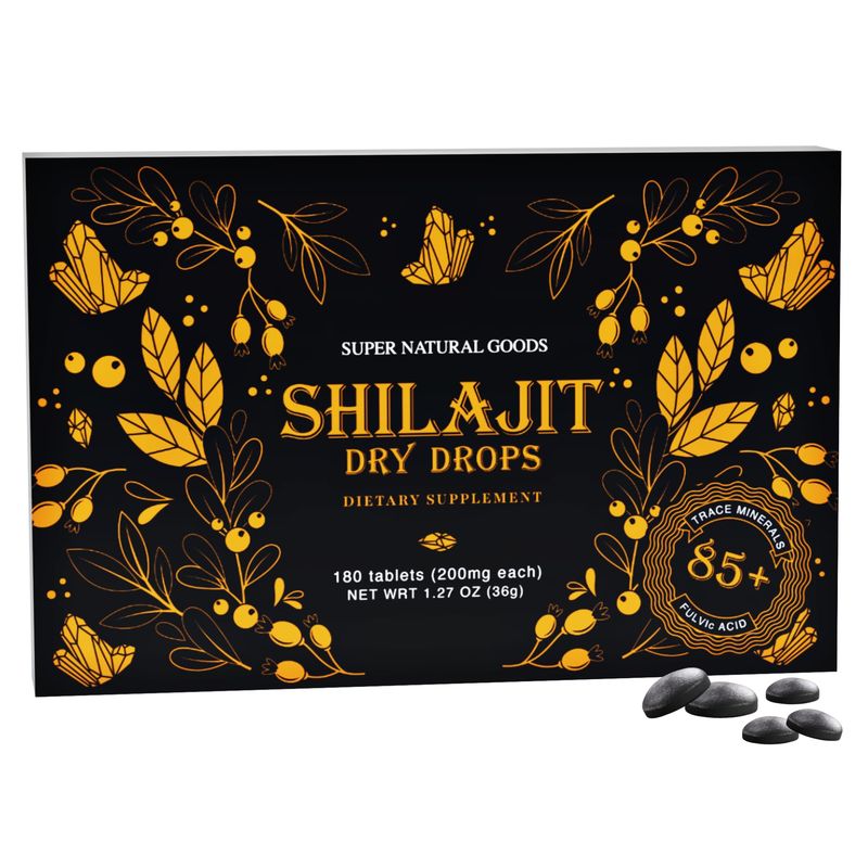 Pure Shilajit Resin Dry Drops - High Potency, Grade A, 100 Pure Natural with Fulvic Acid 85 Trace Minerals Better Energy Metabolism Immune Support 180 Easy-to-Take Tablets for Men Women