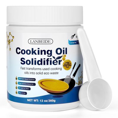 LANBEIDE Cooking Oil Solidifier Powder - Solidifies Up to 36 Cups, 100 Plant-Based Oil Hardener for Easy Disposal, 13 Oz