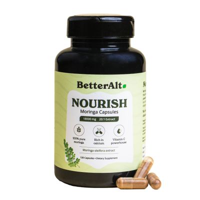 Better Alt Moringa Capsules 18000mg with 20:1 Extract,120 Rich in Calcium 100 Pure Moringa Leaf Powder Supplements Vitamin C Powerhouse Green Superfood