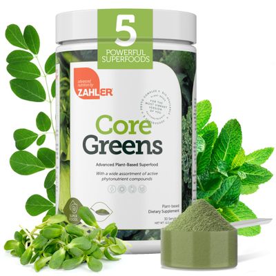 Zahler Core Greens Powder Nutrition Supplements - Superfood Powder - Super Green Juice Smoothie Mix - Phytonutrient Rich Super Greens Powder with Spirulina, Chlorophyll More - Kosher Superfood