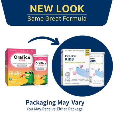 OraTicx Kids Dental Probiotics for Anti-Cavity Healthy Teeth and Gums, 8 Billion CFU Probiotics for Oral Health, Yogurt Flavor 1-PK