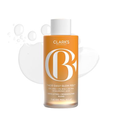 Clarks Botanicals 7-Acid Daily Glow Peel: AHA BHA Chemical Peel for Face, Purify Pores, Regenerate Brighten Skin, All Skin Types, 4.2 Oz (Pack of 1)