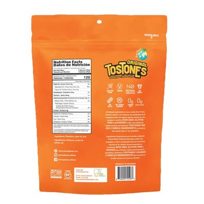 TOSTONES, Green Plantains, Re-Sealable Bag, Crunchy chips, Plantains, Palm Oil and Salt, 3.53 Oz per Unit, ORIGINAL Flavored, 5 Pack,