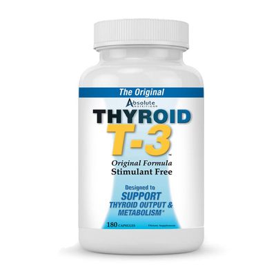 Absolute Nutrition Thyroid T-3 Radical Metabolic Booster, Energy Focus Unflavored Thyroid Support Formula Capsules, Natural Metabolism Booster, Support Healthy Thyroid Function, 180 Capsules