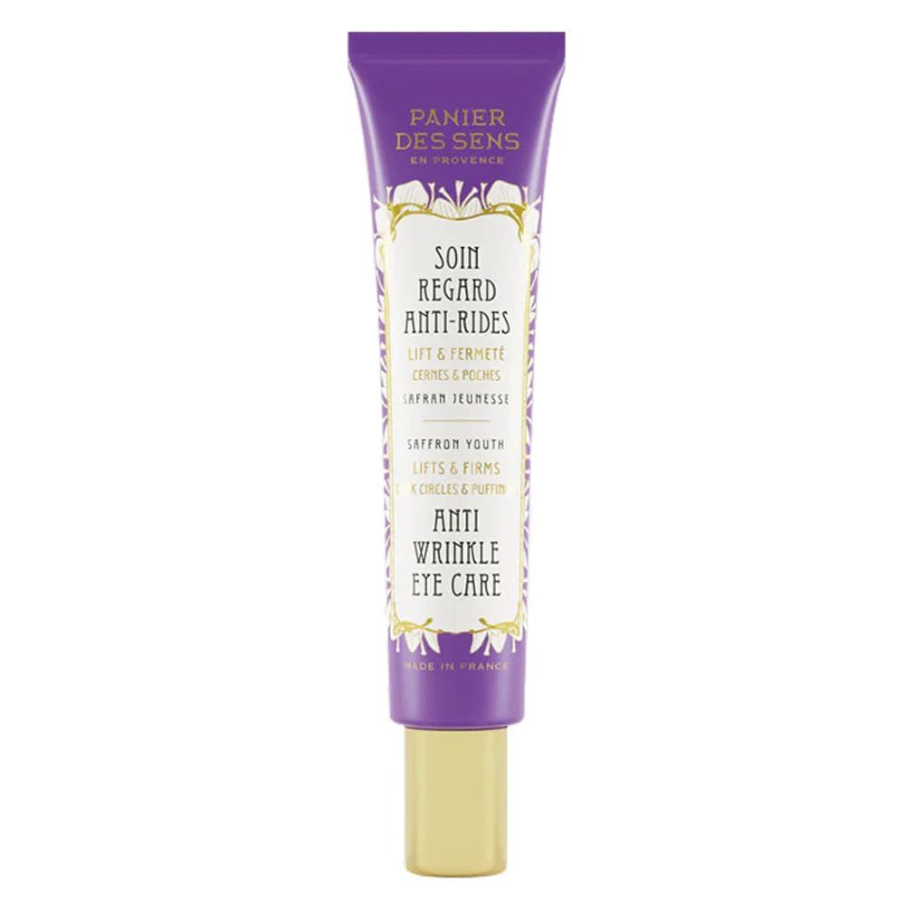 Panier des Sens - Anti Aging under Eye Cream - Hyaluronic Acid, Saffron Extract, Hawthorn - Anti Wrinkle, Dark Circles, Puffiness - Ophthalmologist-Tested - Eye Care 95 Natural Ingredients - 0.5floz