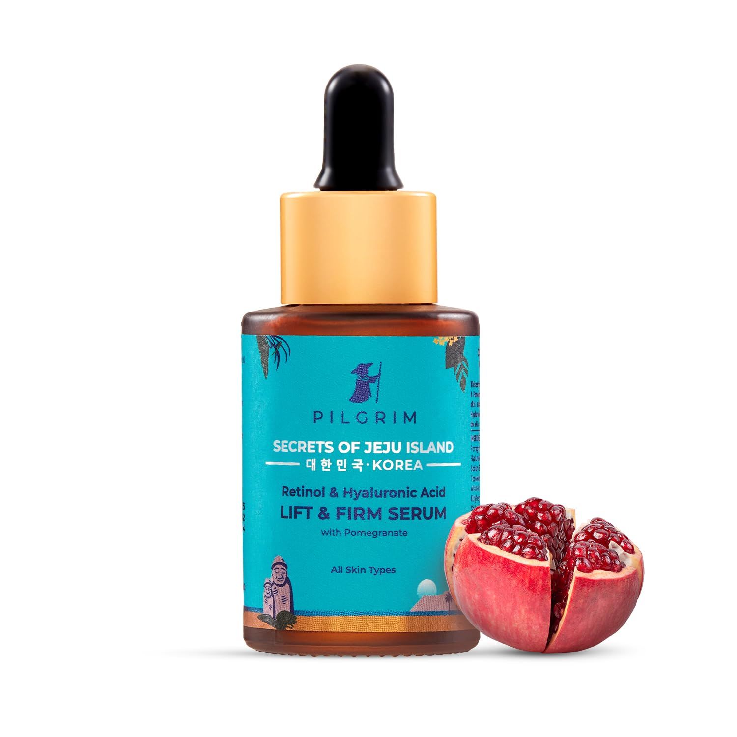 Pilgrim Lift Firm Face Serum Retinol Hyaluronic Acid Anti Aging Serum Firms Skin, Smooths Fine Lines, Restores Elasticity Radiance Lightweight Fast Absorbing 1.01 Fl Oz (30ml)