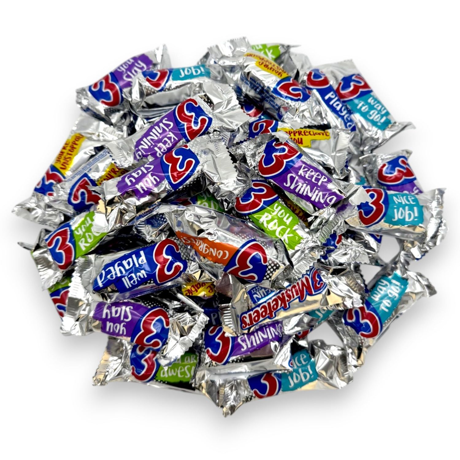 3 Musketrs Fun Size Milk Chocolate Candy Bars-1.5 lbs Individually Wrapped Rich and Creamy Milk Chocolate Bars-Perfect for Sharing and Snacking, Ideal for Parties and Events(24 oz)