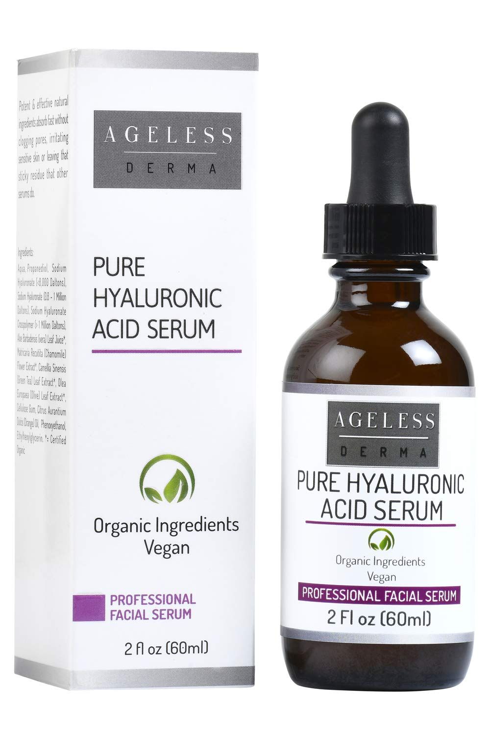 Ageless Derma Professional Pure Hyaluronic Acid Serum by Dr. Mostamand. 2 FL oz (60 ml)