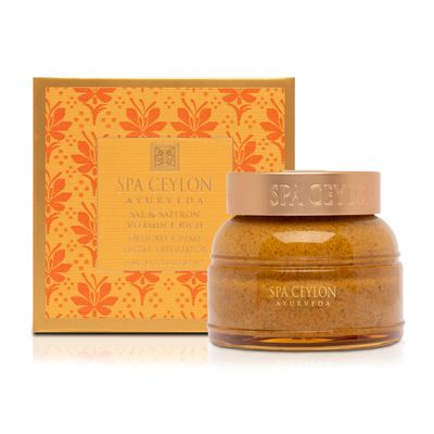 SPA CEYLON Sal and Saffron Vitamin E Enriched Delicate Cream Facial Exfoliator Gentle Scrub Hydrating Formula Natural Glow Clears Clogged Pores