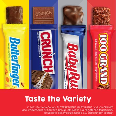 Butterfinger, CRUNCH, 100 Grand and Baby Ruth, Assorted Full Size Candy Bars, 31.2 oz
