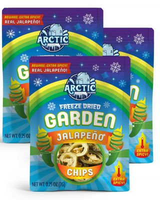 Arctic Farms Garden Freeze Dried Jalapeno Chips, Extra Spicy, Crunchy (Small Bag, Pack of 3)