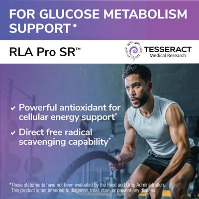 Tesseract RLA Pro SR, Lipoic Acid Supplement, 60 Capsules, Sustained-Release R-Lipoic Acid, Boosts Mitochondrial Cellular Energy, Amino Acid Metabolism Support, Hypoallergenic