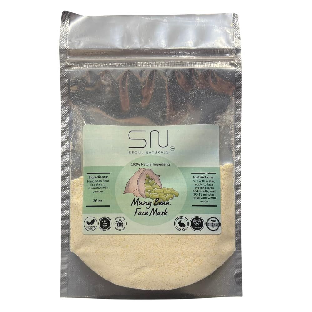 Seoul Naturals Mung Bean Face Mask Powder, 100 Natural Ingredients, k beauty, 3fl oz