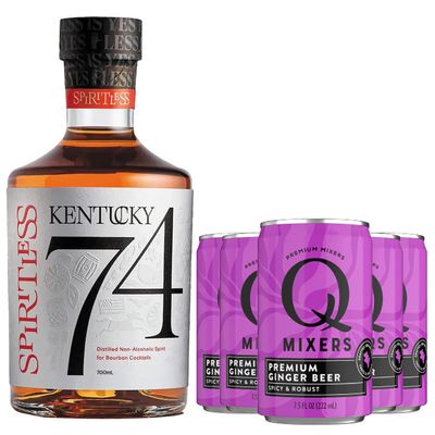 Spiritless Kentucky 74 Distilled Non-Alcoholic Whiskey Bundle with Q Mixers Ginger Beer - Kentucky Mule - Premium Zero-Proof Liquor Spirits for a Refreshing Experience 5 PACK