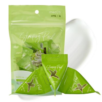 MEDB Matcha Latte Sleeping Pack Hydrating Soothing Korean Skin Care Night Mask with Niacinamide, Green Tea Extract Hyaluronic Acid for Smooth, Radiant Youthful Skin 10 Sachets (3g Each)