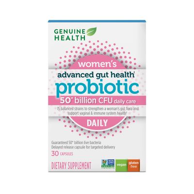 Genuine Health Women&#39;s Daily Probiotic, Helps Promote Healthy Digestion, Gut Health Vaginal Skin Health, Multi-Strain Formula, 30 Capsules