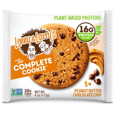 Lenny Larry&#39;s The Complete Cookie, Peanut Butter Chocolate Chip, Soft Baked, 16g Plant Protein, Vegan, Non-GMO, 4 Ounce Cookie (Pack of 6)