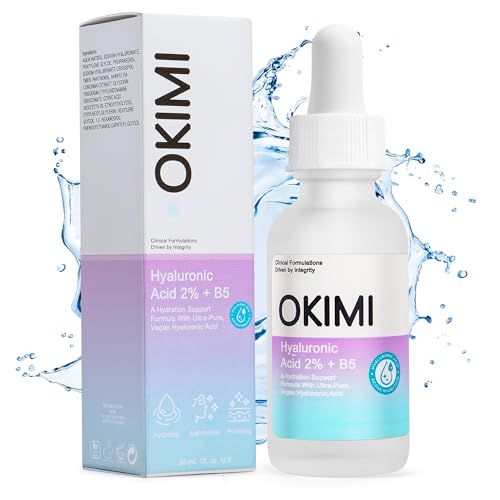 OKIMI Hyaluronic Acid 2 B5 Hydration Support Formula 30ml with Ultra-Pure Vegan Hyaluronic Acid Serum and Vitamin B5, Face Hydrating Moisturizer, Plump and Smooth Skin, Anti-Aging