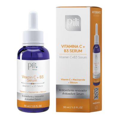 Pili Vitamin C Serum with Niacinamide Organic Silicon - Brightening, Hydrating Anti-Aging Face Serum for All Skin Types, Including Oily Acne-Prone Skin - 1 fl oz