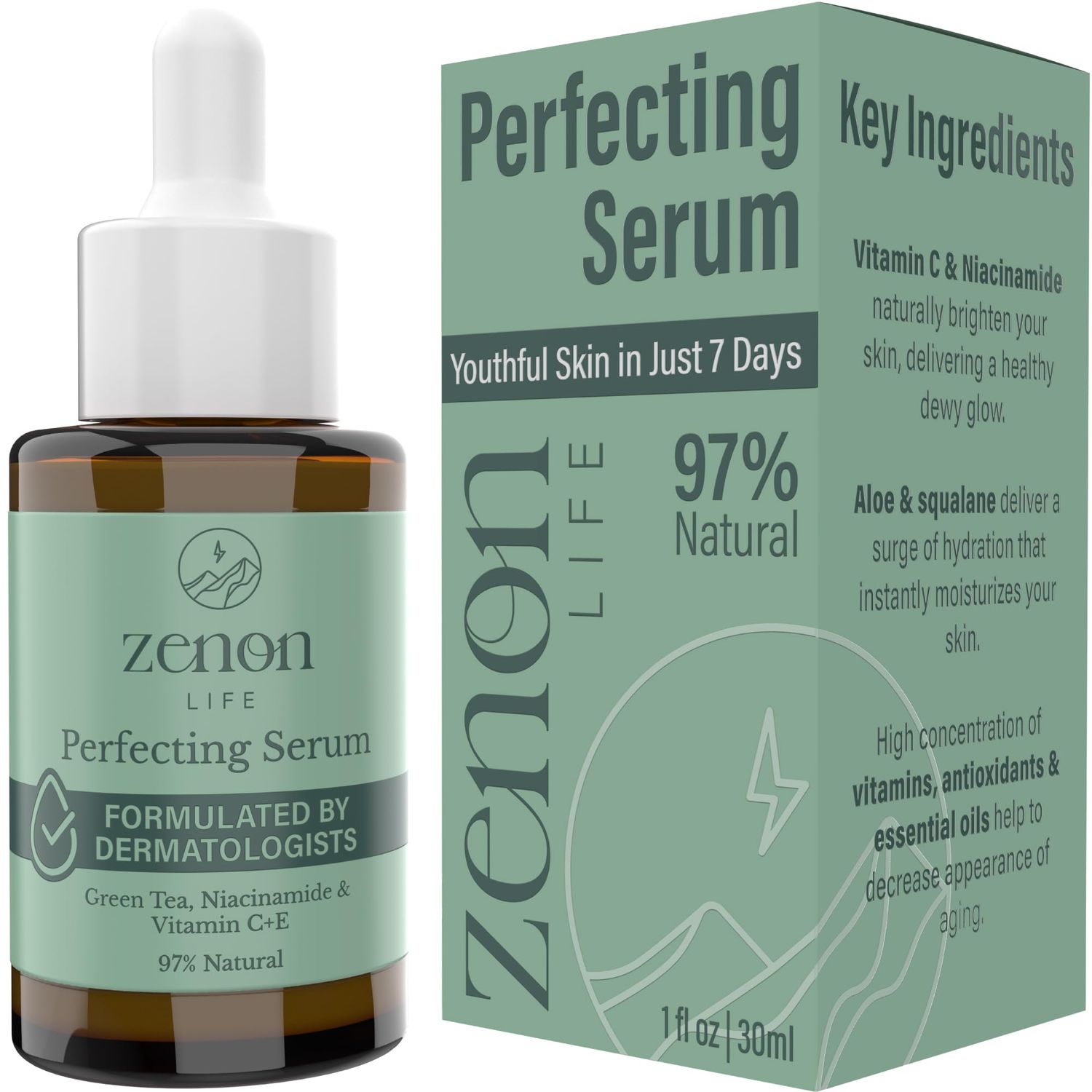 Zenon Life Perfecting Serum - Vitamin CE Face Serum - Niacinamide Serum for Face - Complete Facial Serums for Skin Care Essence