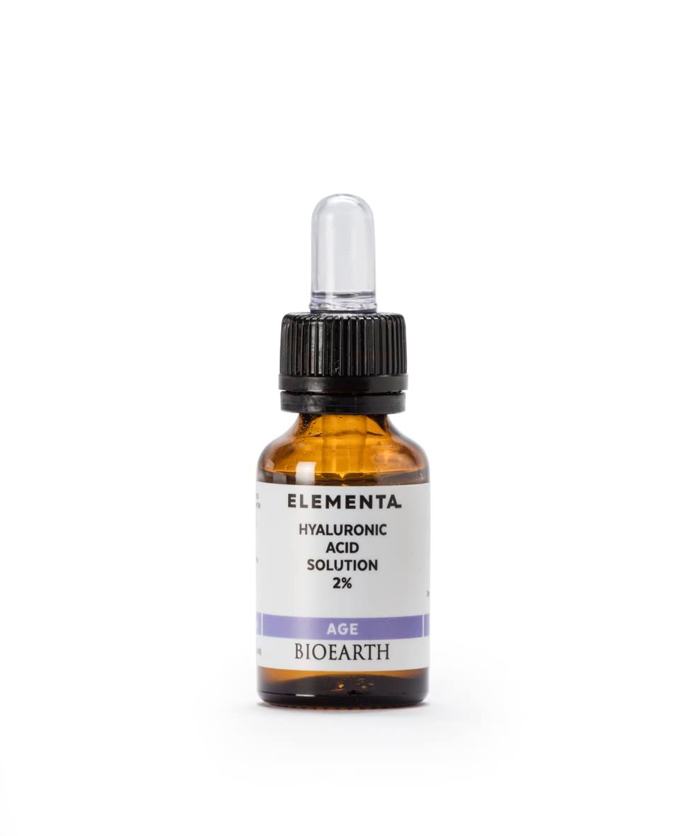 Bioearth Elementa, Age Face Serum with 2 Hyaluronic Acid and Organic Aloe Vera, Moisturising and Firming, Made in Italy, Vegan, AIAB Certification - 15ml Pack