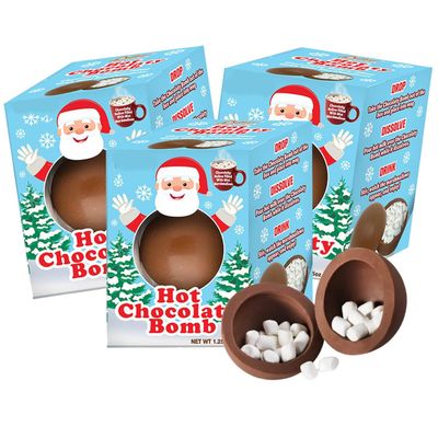 Christmas 2023 Hot Chocolate Melting Balls with Mini Marshmallows, Individually Wrapped Cocoa Melts, Holiday Themed Dessert Drink, Pack of 3, 1.25 Ounces (Hot Chocolate Balls) (Individuals)