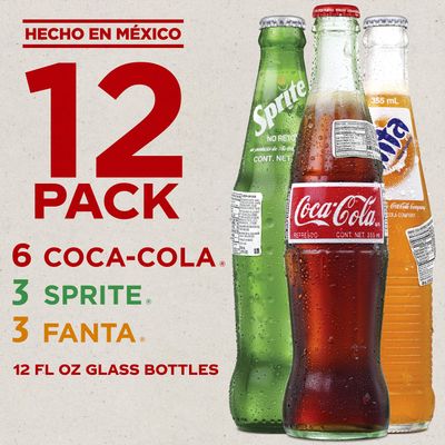 Mexican Coke Fiesta Pack, 12 fl oz Glass Bottles, 12 Pack
