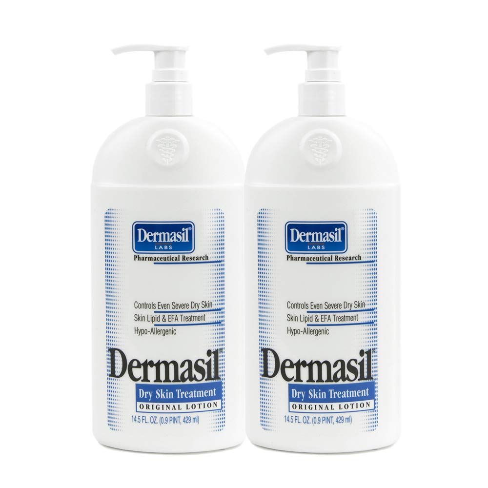 Dry Skin Body Moisturizing Lotion Full Body Lotion Face Protection for Soothing Softens Dermasil Labs Dermatologists Recommended Treatment Pump Cap Bottle (Dry Skin 14.5 OZ - Pack of 2)
