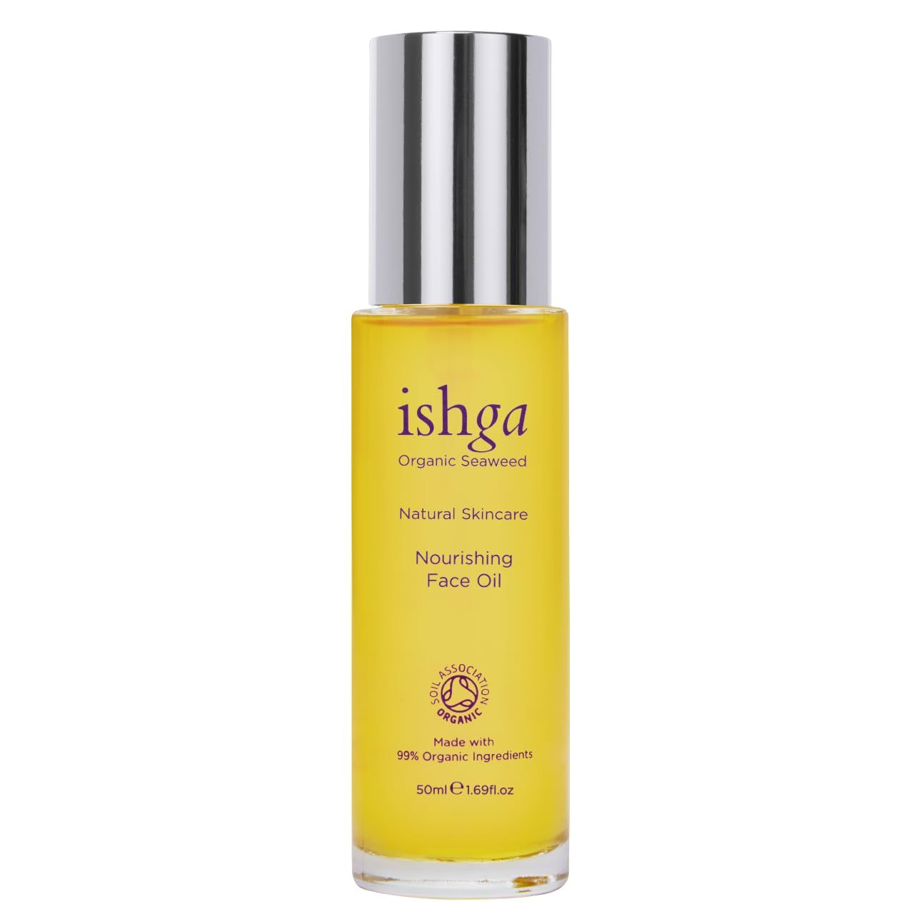 Ishga Organic Nourishing Face Oil Scottish Seaweed, Jojoba, Almond Oil, Rose Geranium Vegan, Cruelty-Free 1.69fl oz (50ml)