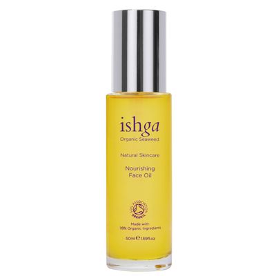 Ishga Organic Nourishing Face Oil Scottish Seaweed, Jojoba, Almond Oil, Rose Geranium Vegan, Cruelty-Free 1.69fl oz (50ml)