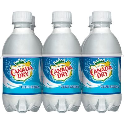 Canada Dry Club Soda, 10 fl oz plastic bottles, 6 pack