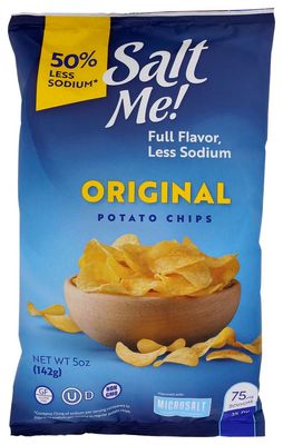 SaltMe! Original Potato Chips, 50 Less Sodium, Gluten Free Non-GMO, 5 Oz (Pack of 12)
