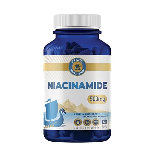 Vykee Nutrition Niacinamide Capsules - 500mg High-Potency Vitamin B3 Vegan, Non-GMO Supports Energy Metabolism, Skin Health Cellular Repair 120 Capsules