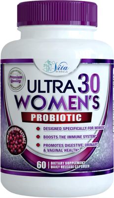 Probiotics For Women With Digestive Enzymes Prebiotics Cranberry Goldenrod For Vaginal Gut Health 30 Billion CFU Womens Probiotic Bloating Relief Multi Enzyme Pro PH Balance Vegan Gluten Free 60ct