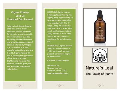 Natures Leaf Rosehip Seed Oil Organic 100 PureCold PressedUnrefinedOmegas 3, 6 9 Vitamins A, C FAnti-AgingStretch MarksWrinkles Fine Lines 2 fl oz.