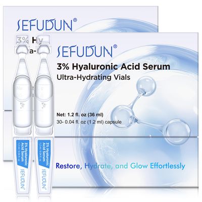 3 Hyaluronic Acid Serum, 30pcs Ultra Hydrating Serum for Face, Anti-Aging Vials Skincare for Boosting Moisture