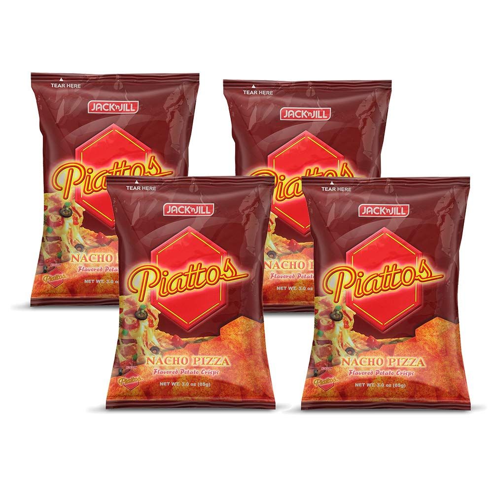 Jack&#39;n Jill Piattos Flavored Potato Crisps 3 Oz (Pack of 4) (Nacho Pizza)