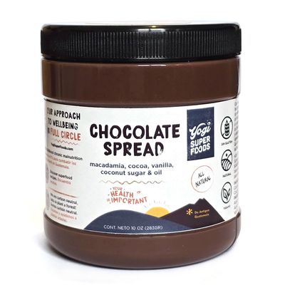 Yogi Super Foods Chocolate Spread, Keto Chocolate Dessert, Low Carb, Keto Friendly, Vegan Healthy Chocolate Spread, Keto Sweets, Chocolate Nut Butter with Macadamia Nuts and Coconut Sugar - 283g